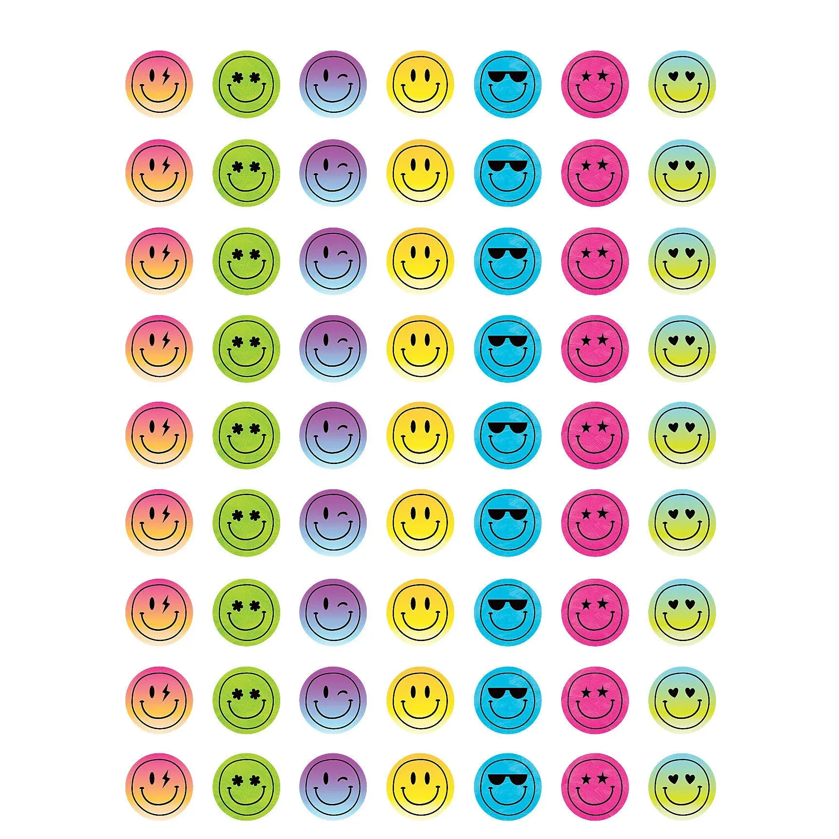 Teacher Created Resources Brights 4Ever Smiley Faces Mini Stickers, 378 per Pack, 12 Packs