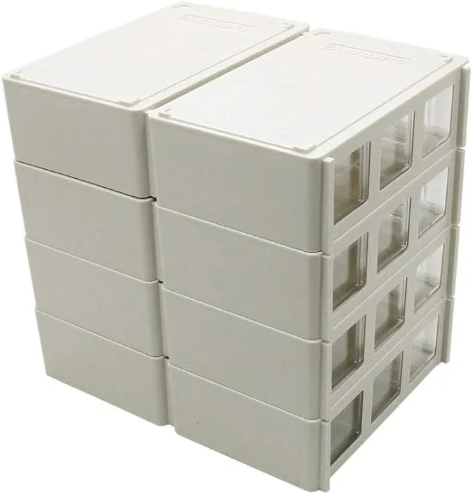 ZIIYAN Set of 12 Plastic Desktop Stackable Modular Craft Small Parts Hardware Drawers Organizer Containers Cabinet Storage