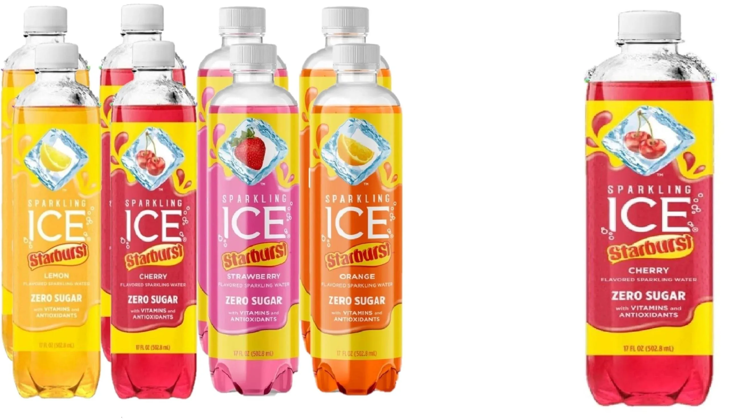 Starburst Sparkle: 9-Pack Variety of Sparkling ICE Water - 17oz Flavors with Bonus, Rich in Antioxidants & Vitamins (Mix Flavors)