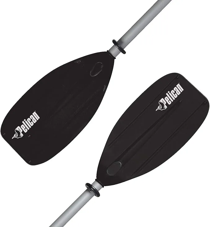 Pelican Junior Kid Kayak Paddle - Youth 2 Piece Aluminum & Polypropylene Ribbed Blade - 72 in - Black