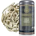 Teabloom Organic White Silver Needle Loose Leaf Tea, Rare USDA Organic White Tea With Delicate Honeysuckle Notes, 2.12 oz/60 g Canister Makes 35-50 Cups