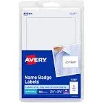 Printable Adhesive Name Badges, 3.38 x 2.33, White, 100/Pack