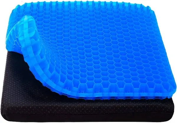 Cooling Gel Seat Cushion, Thick Big Breathable Honeycomb Design Absorbs Pressure Points Seat Cushion with Non-Slip Cover Gel Cushion for Office Chair Home Car seat Cushion for Wheelchair