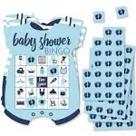 Baby Boy - Picture Bingo Cards and Markers - Blue Baby Shower Shaped Bingo Game - Set of 18