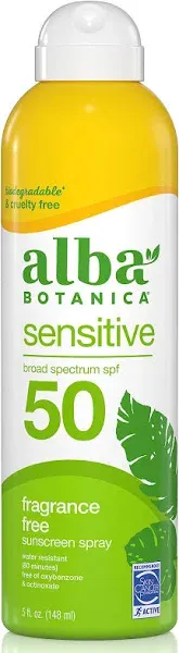 Alba Botanica Hawaiian Sunscreen Spray SPF 50 8 oz, 2-Pack