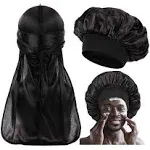 Himoswis Bonnet for Men Curly Hair,Silk Bonnet for Men for Sleeping,Matching Durag and Bonnets Set for Couples,Mens Bonnet Pack A