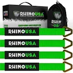 Rhino USA Axle Tie Down Straps - Lab Tested 11,128lb. Break Strength - Heavy Duty Protective Sleeves & D Rings to Ensure Peace of Mind - used for