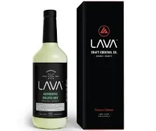 LAVA Premium Authentic Mojito Mix, Made with Real Lime Juice, Mojito Mint, Spearmint, Demerara, Cane Sugar, Refreshing Rum Mojito Mixer. Ready to Use. 1-Liter (33.8oz) Glass Bottle