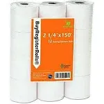 (Pack of 5 Rolls) 2 1/4 X 150 Ft, White, Adding Machine Tape Paper Rolls, 50 GSM