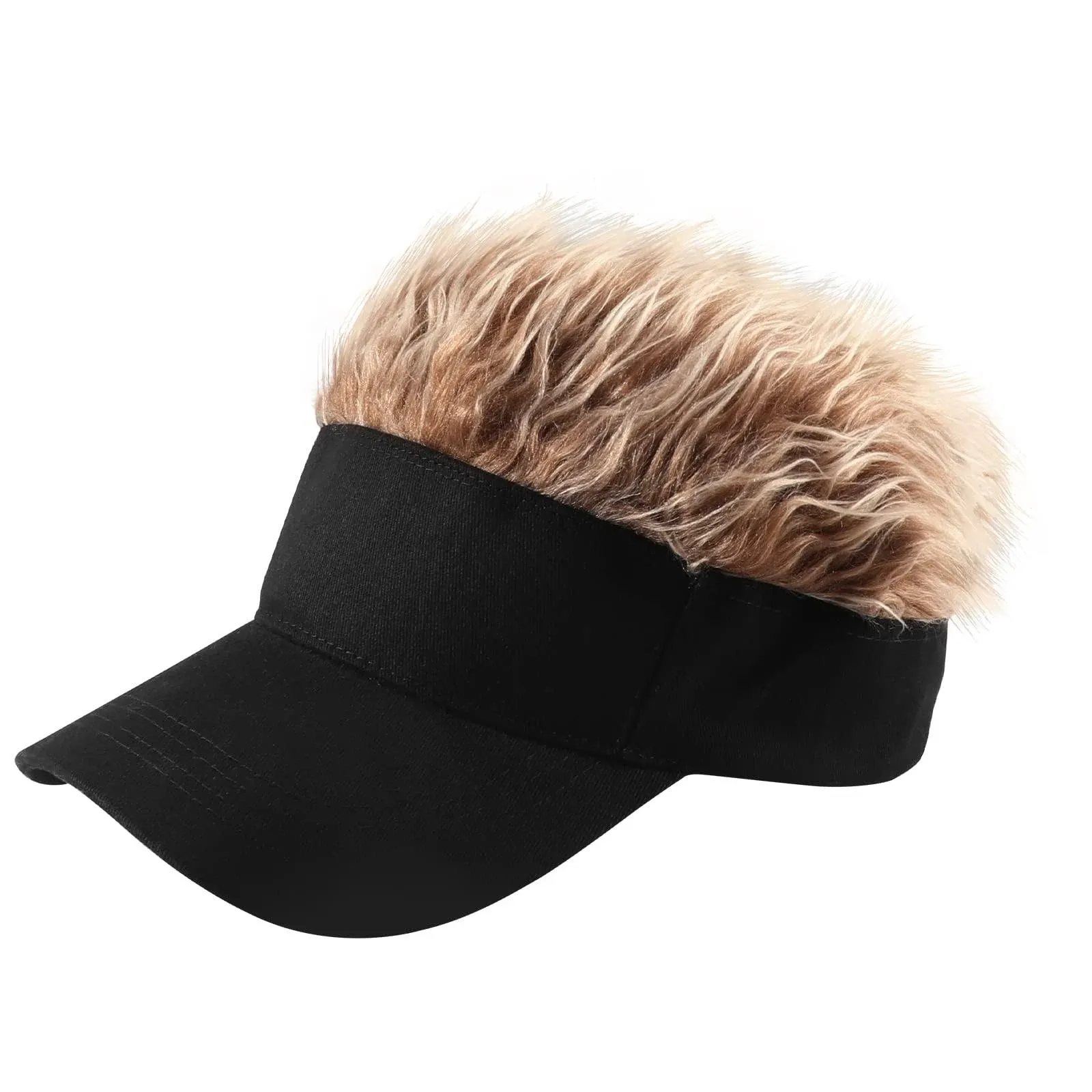 Regilt Adjustable Sun Visor Hat with Wig Spiked Hairs Fashion Baseball Golf Cap for Men & Women