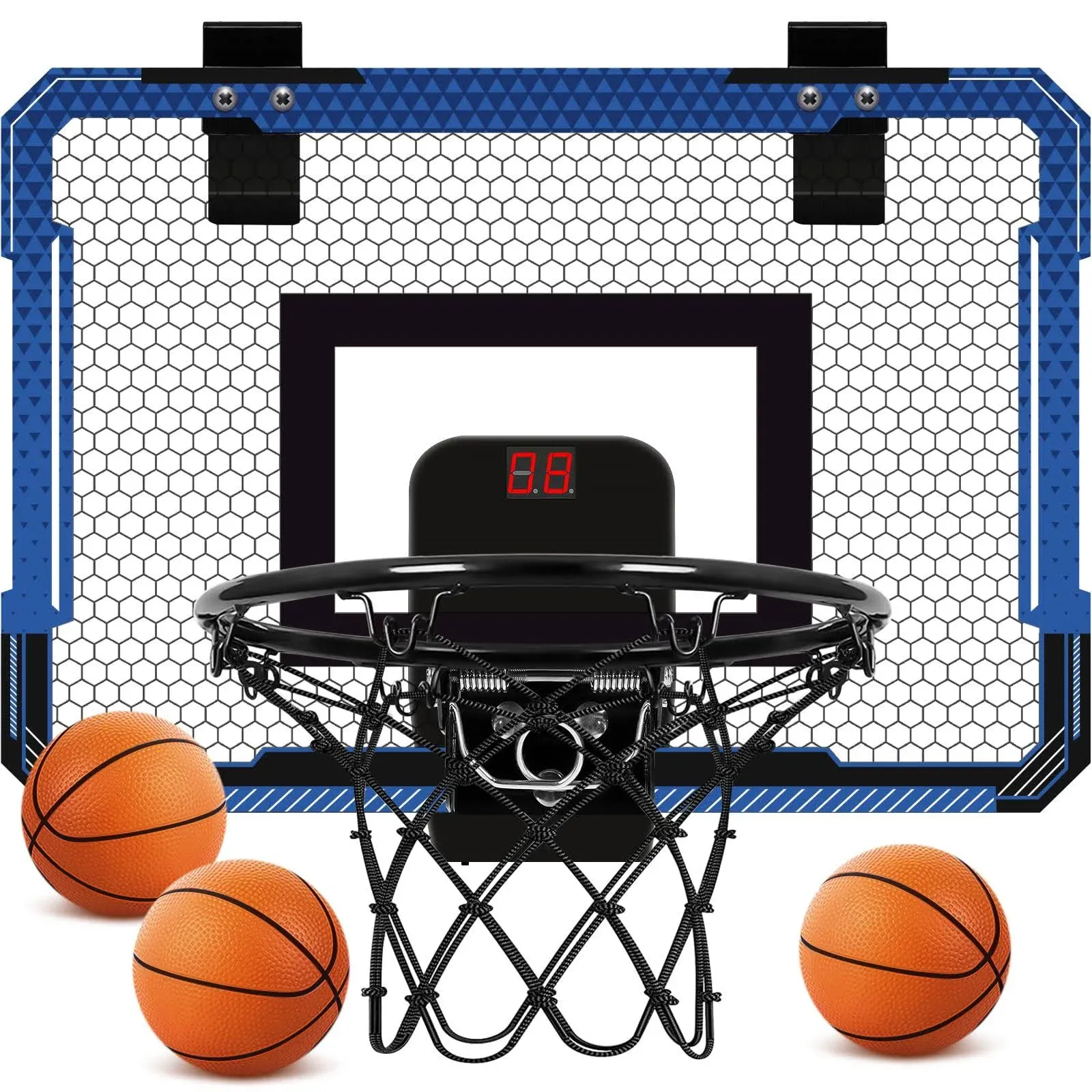 Kids Indoor Basketball Hoop Set, Over The Door Basketball Hoop Indoor for Door & Wall, Mini Hoop with Electronic Scoreboard & 3 Balls, Basketball Game Toys for Kids Boys Girls