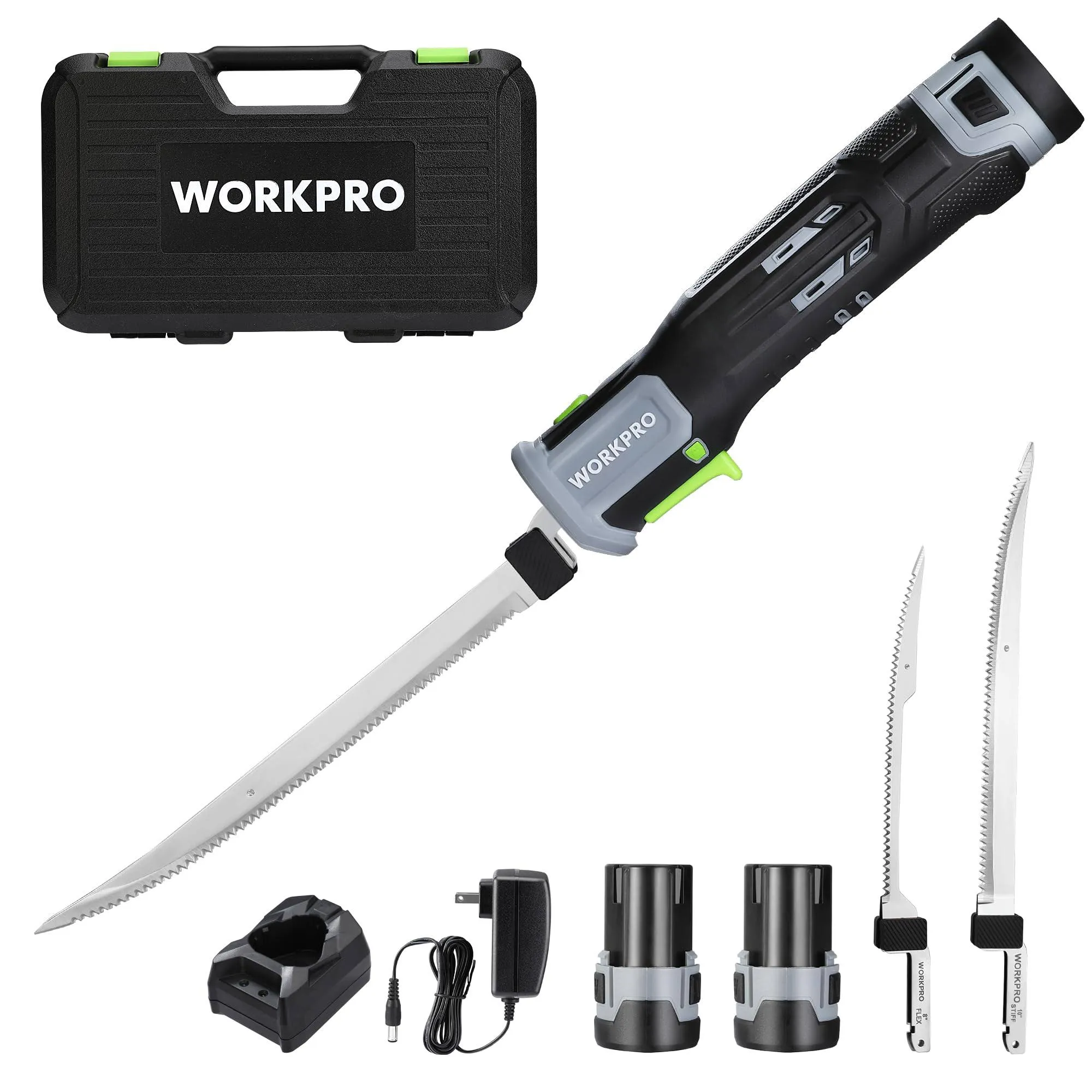 WORKPRO 12V Cordless Electric Fillet Knife w/2 Razor Blade Cordless Fillet Knife