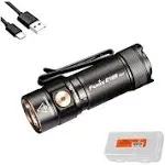 Fenix E18R V2.0 EDC Flashlight, 1200 Lumens USB-C Rechargeable Ultra Compact Pocket Light with LumenTac Organizer (Black)