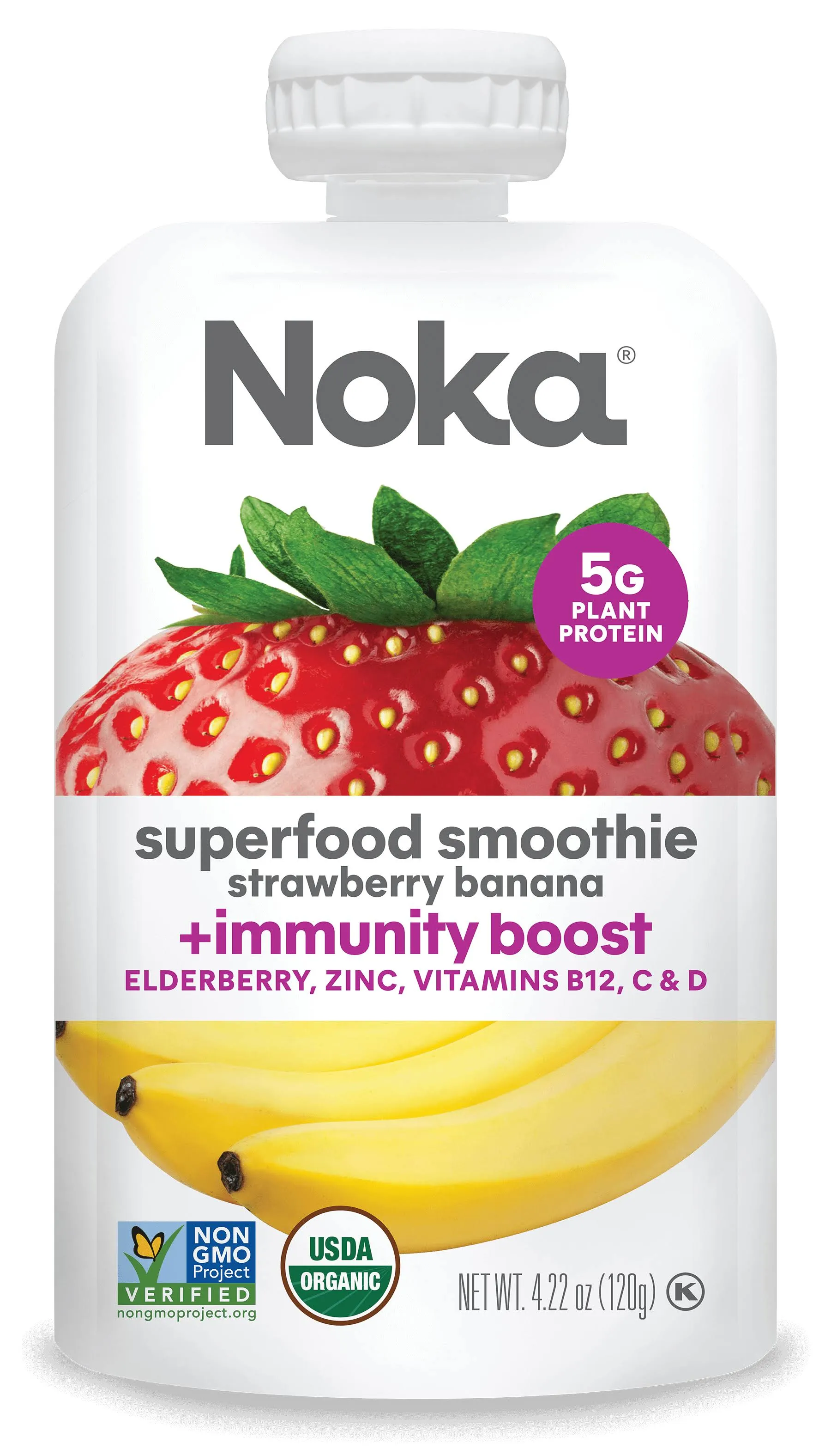 Noka Superfood Smoothie + Immunity Support Strawberry Banana 12 Packs