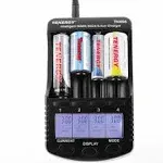 Tenergy Tn456 Intelligent Universal Battery Charger for Li-ion/NiMH/NiCD Rechargeable Batteries, 4-Bay, LCD Screen, USB Output