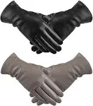 TOSWAKE Leather Gloves for Women 2 Pack, Womens Gloves for Cold Weather Wool ...