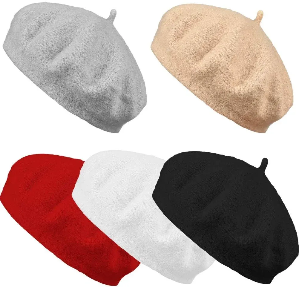 Jolbndcv 6PCS Beret Hat Wool French Beanie Hat Outdoor Hat Winter Hat Fashion Lady Hat