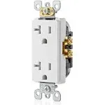 Leviton T5825-W 20 Amp Tamper-Resistant Decora Duplex Receptacle, White