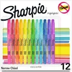 Sharpie Pocket Highlighters, Assorted, Chisel Tip, Pack of 12