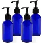 Perfume Studio Glass Pump Bottle Set, 4 Oz Cobalt Blue for DIY Home Lotions and 