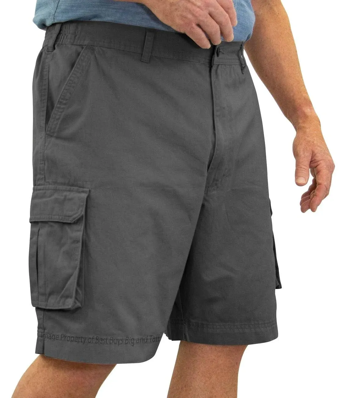 Rocxl Big & Tall Men's Expandable Waist Cargo Shorts Sizes 46 to 70, Gray