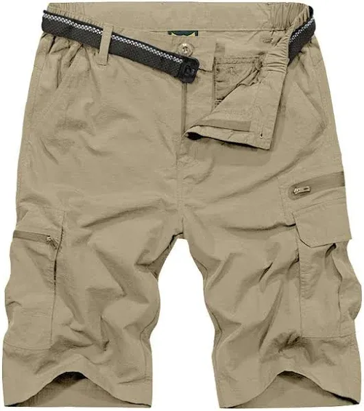 Jessie Kidden Mens Outdoor Casual Expandable Waist Lightweight Water Resistant Quick Dry Fishing Hiking Shorts