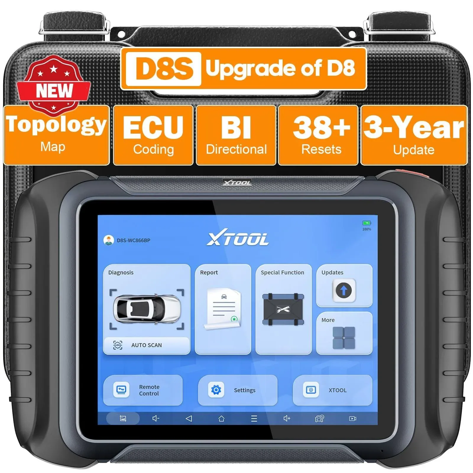 xTool D8S Bidirectional Automotive Diagnostic Scan Tool, 3-Year Update, Topology ...