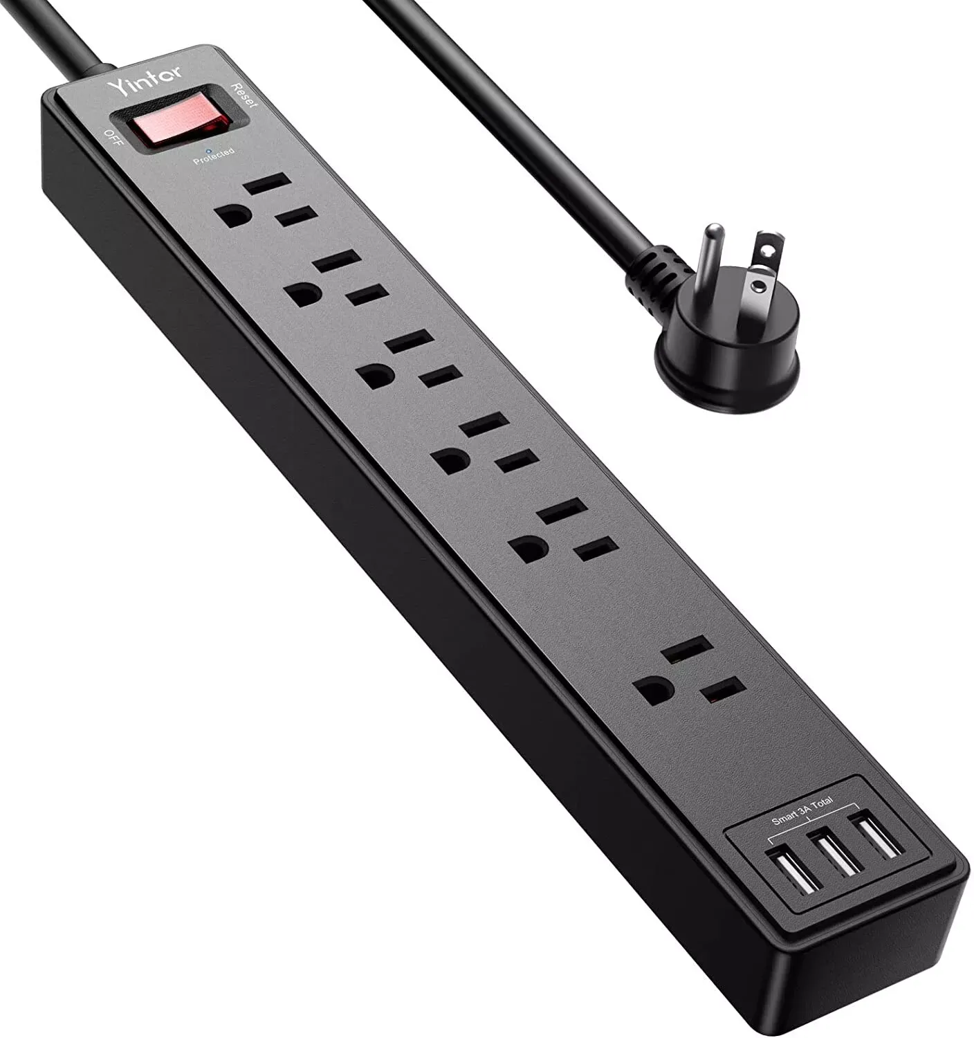 6 ft. Black Power Strip Surge Protector