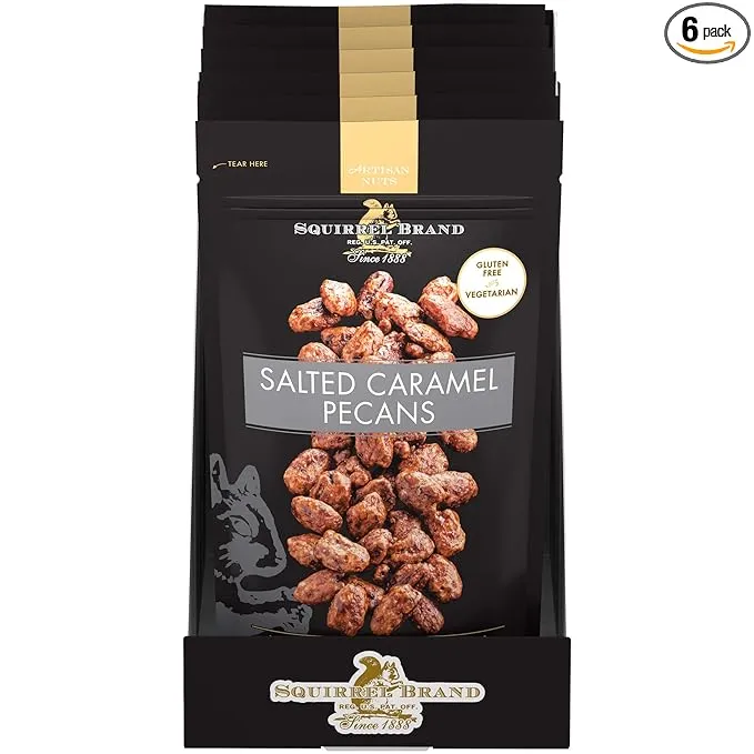 SQUIRREL BRAND Artisan Nuts Salted Caramel Pecans, 3.5 oz (Pack of 6)