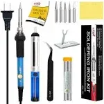 LDK Soldering Iron Kit Electronics, [Upgraded] Full Set 60W 110V Adjustable