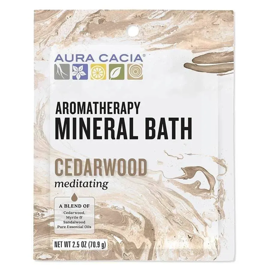 Aura Cacia Aromatherapy Mineral Bath Meditating Cedarwood 2.5 oz (70.9 g)