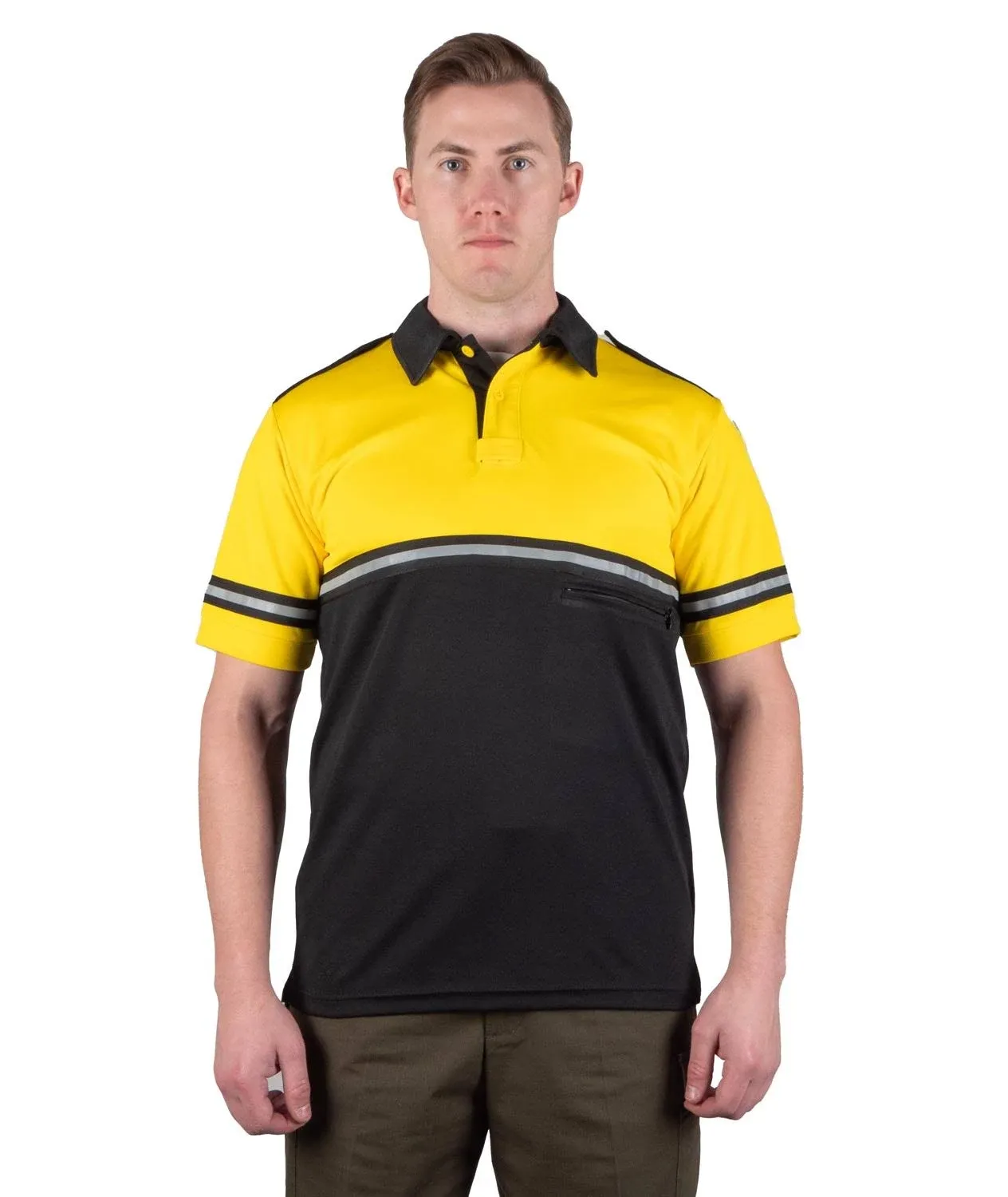 First Class Two Tone Bike Patrol Shirt with Zipper Pocket Yellow and Black / Medium