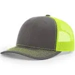 Richardson 112 Snapback Trucker Cap One Size Charcoal / Neon Yellow