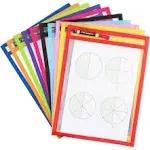 10 Pack Reusable Dry Erase Pockets 9 X 12&#034; Assorted Neon Colors Office School