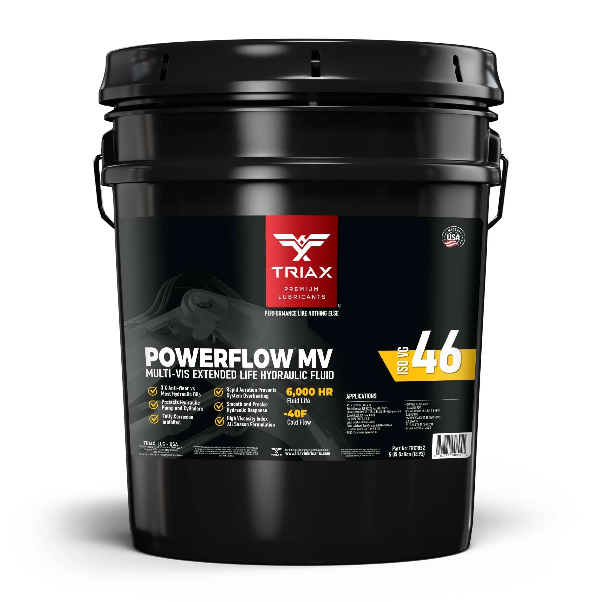 TRIAX Powerflow MV 46 - Multi-Viscosit<wbr/>y Hydraulic Oil (5 Gallon Pail)