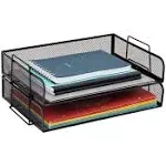 Stackable Paper Tray, Desktop Organizer, File Storage, Office, Metal, 2 Pcs.