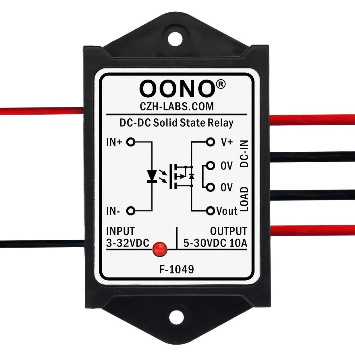 Wired DC-DC 10Amp Isolated Solid State Relay Module, SSR in 3-32VDC Out 5-30VDC