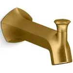 Kohler 27023 Occasion Wall-Mount Bath Spout with Straight Design and Diverter - Vibrant Brushed Moderne Brass