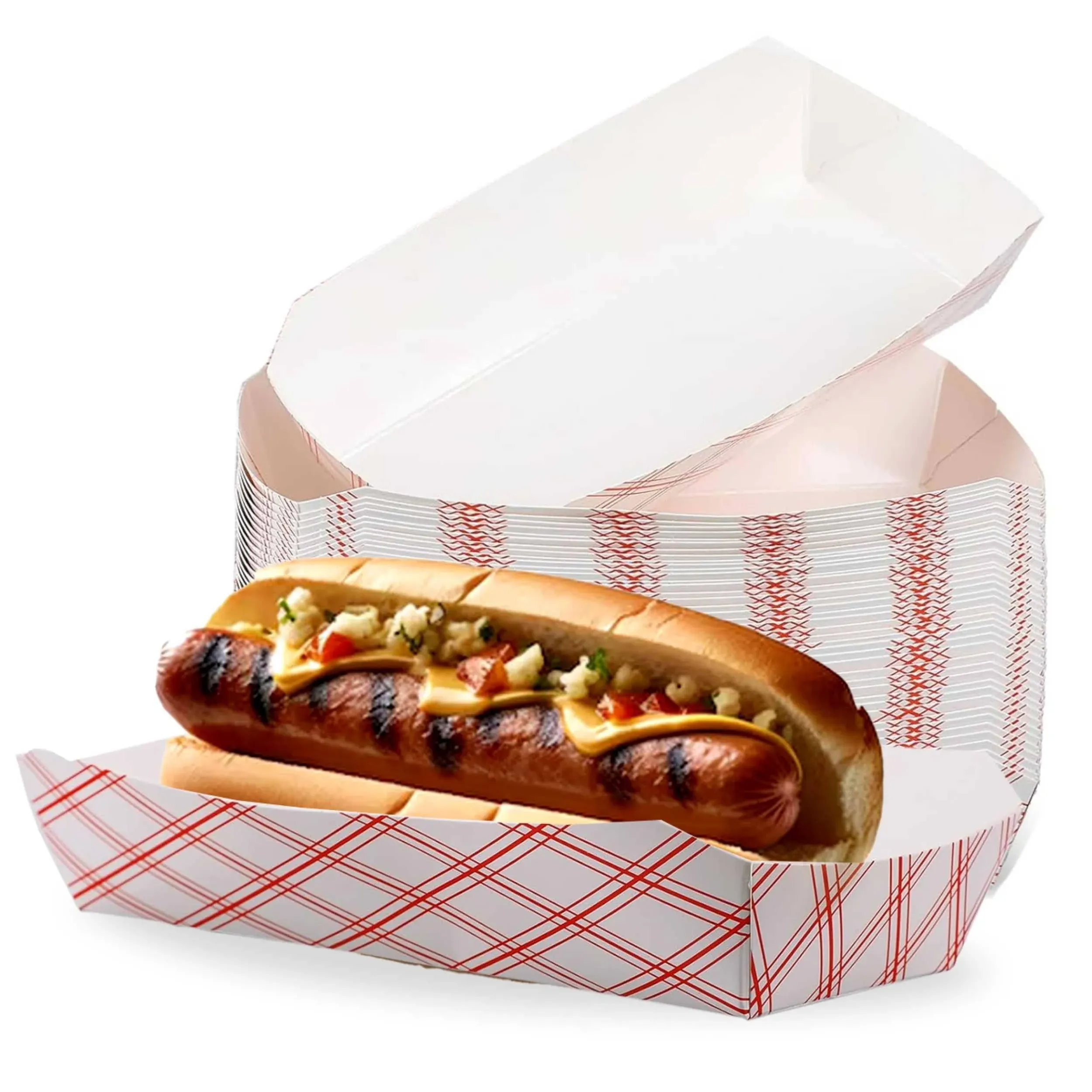 7&#034; Paper Hot Dog Trays- Pack of 50ct