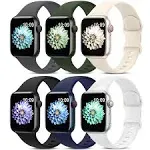 6 Pack Sport Bands Compatible with Apple Watch Band 38mm 40mm 41mm 42mm 44mm 45mm 49mm 46mm,Silicone Waterproof Strap Compatible with iWatch Apple Watch Series 10 9 Ultra 8 7 6 5 4 3 2 1 SE Women Men