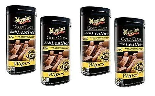 Meguiar's G10900 Gold Class Rich Leather, 25 Wipes, Sold As 4 Pack