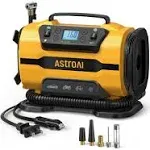 AstroAI Tire Inflator Portable Air Compressor Pump 150PSI 12V DC/110V AC with Dual Metal Motors &LED Light， Automotive Car Accessories&Two mode for car, bicycle tires and air mattresses, Gray