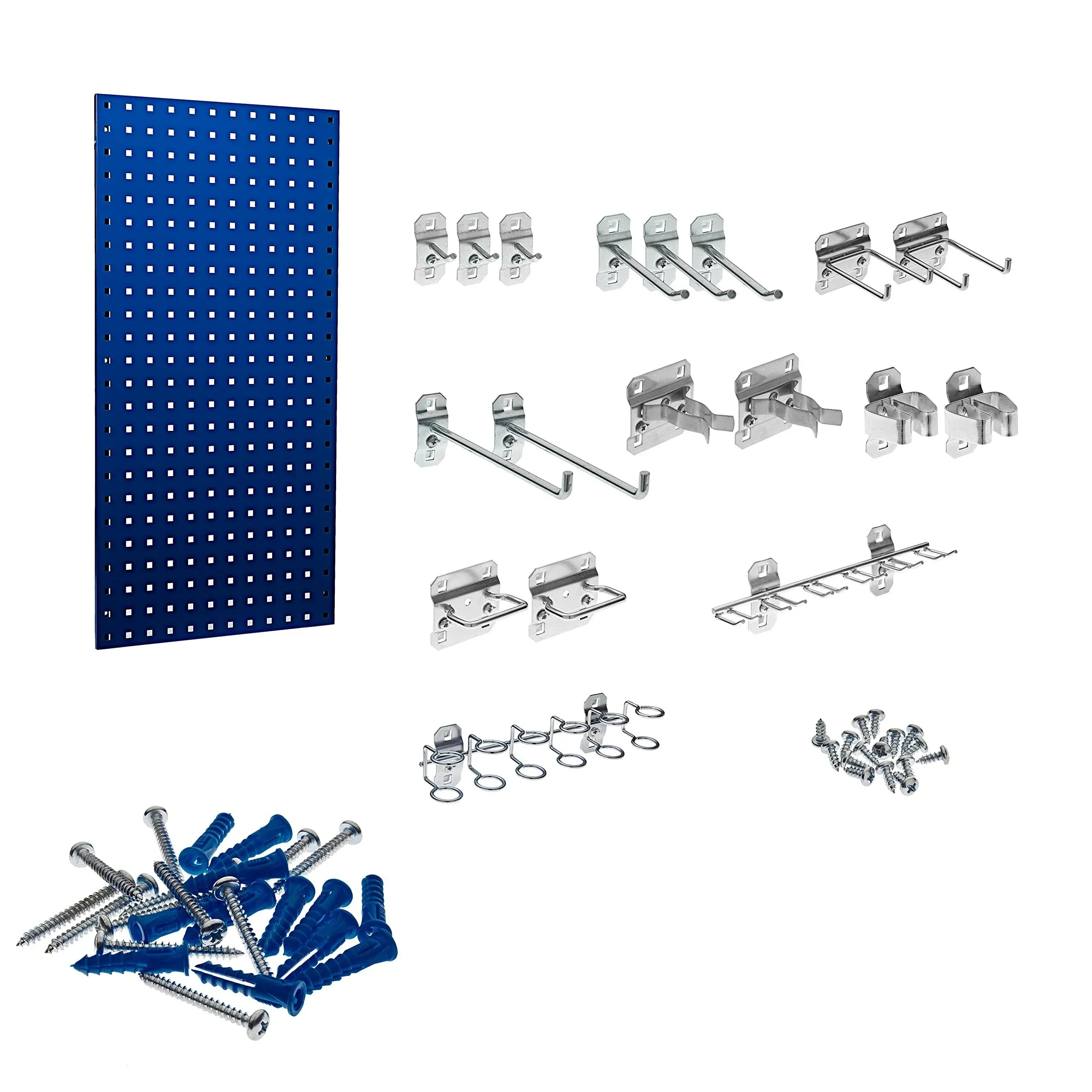 LocBoard 18 In. W x 36 In. H Blue Epoxy Square Hole Pegboards with LocHook