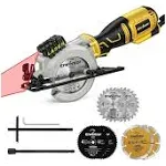 Enventor Yellow/Black 5.8 Amp Compact Circular Saw with Laser Guide