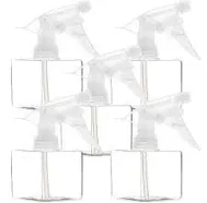 Youngever 5 Pack Empty Plastic Spray Bottles, Clear Square Spray Bottles for Hair and Cleaning Solutions (8 Ounce)