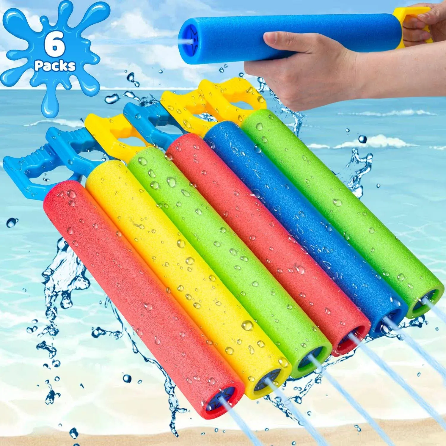 Water Guns for Kids - Noodle Design, Lightweight, 40ft Range, Squirt Blaster ...