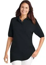 Woman Within Plus Size Women's Elbow-Sleeve Polo Tunic