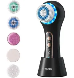 UMICKOO Face Scrubber Exfoliator,Facial Cleansing Brush Rechargeable IPX7 Waterproof with 5 Brush Heads,Face Spin Brush for Exfoliating