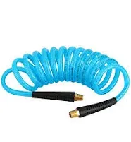 WYNNsky 1/4''×10ft Recoil PU Air Hose, Air Compressor Hose with Swivel Fittings and Bend Restrictors