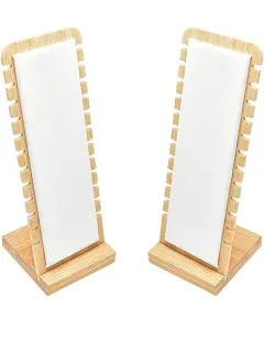 Golden Strawberry 2 Pack Bamboo Panel Jewelry Necklace Tabletop Display Boards Stand